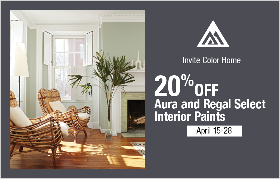 20% off Aura and Regal Select Interior Paints